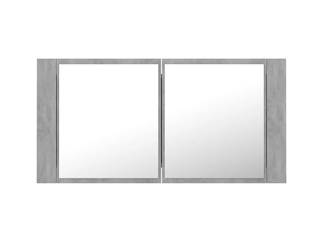 Mobiletto da bagno con specchio LED in acrilico grigio cemento