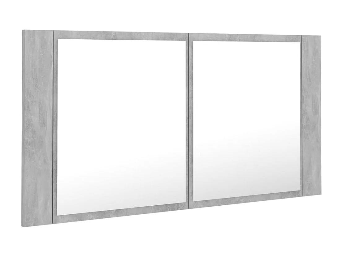 Armoire de salle de bain à miroir LED Gris béton Acrylique
