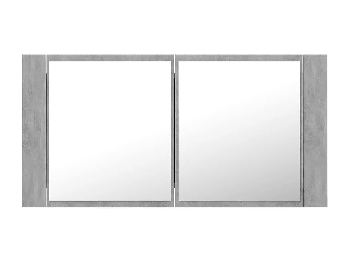 Armoire de salle de bain à miroir LED Gris béton Acrylique
