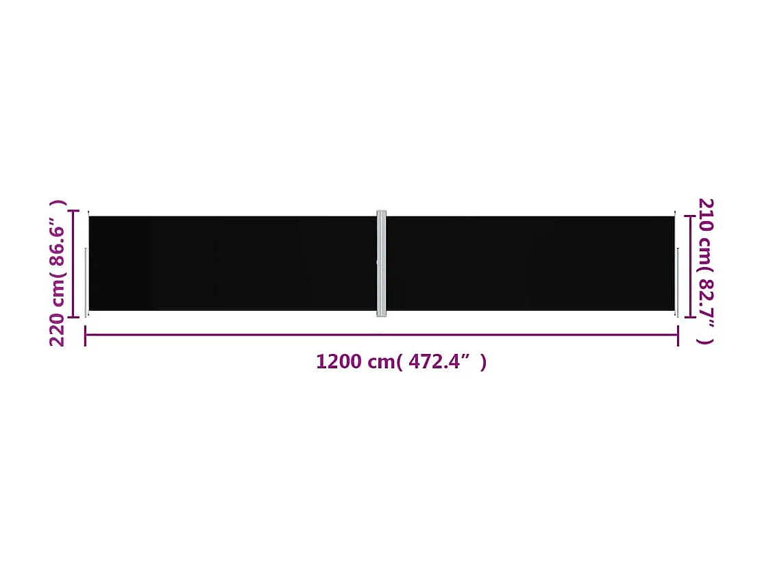 Auvent latéral rétractable Noir 220x1200 cm
