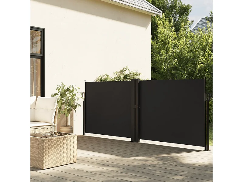 Auvent latéral rétractable noir 140x1200 cm