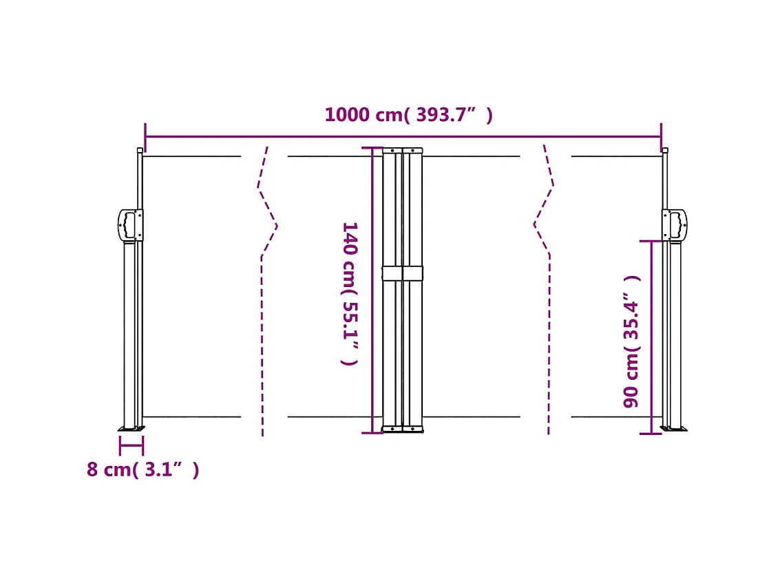 Auvent latéral rétractable beige 140x1000 cm