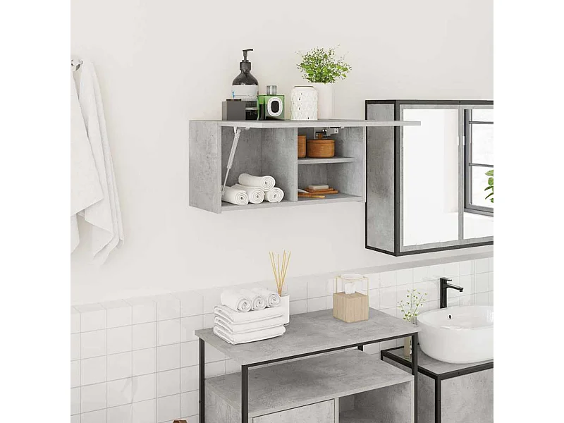 Mobiletto da bagno a muro grigio cemento 60x25x30 cm in legno ingegnerizzato