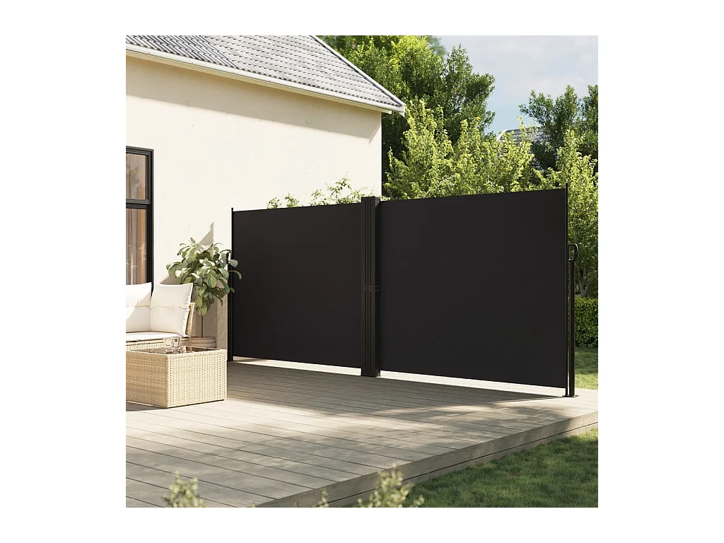 Auvent latéral rétractable noir 160x600 cm