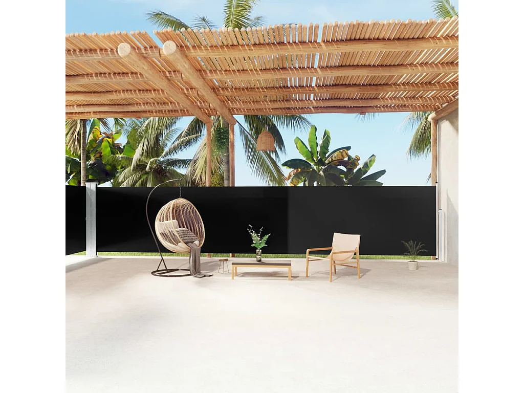 Auvent latéral rétractable Noir 160x1200 cm