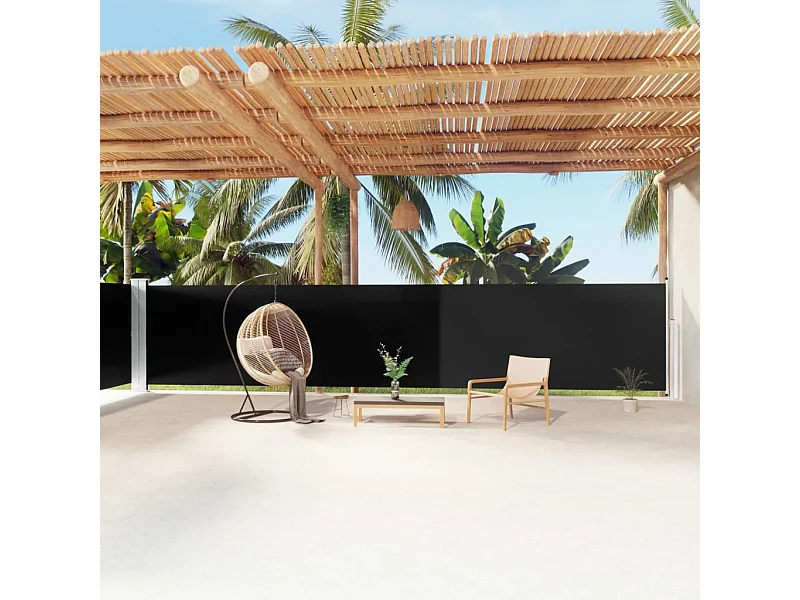 Auvent latéral rétractable Noir 160x1200 cm