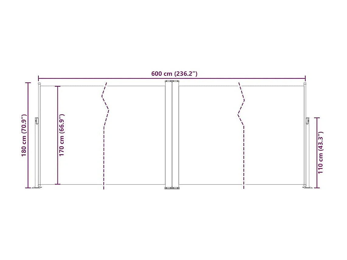 Toldo lateral retráctil Azul 180x600 cm