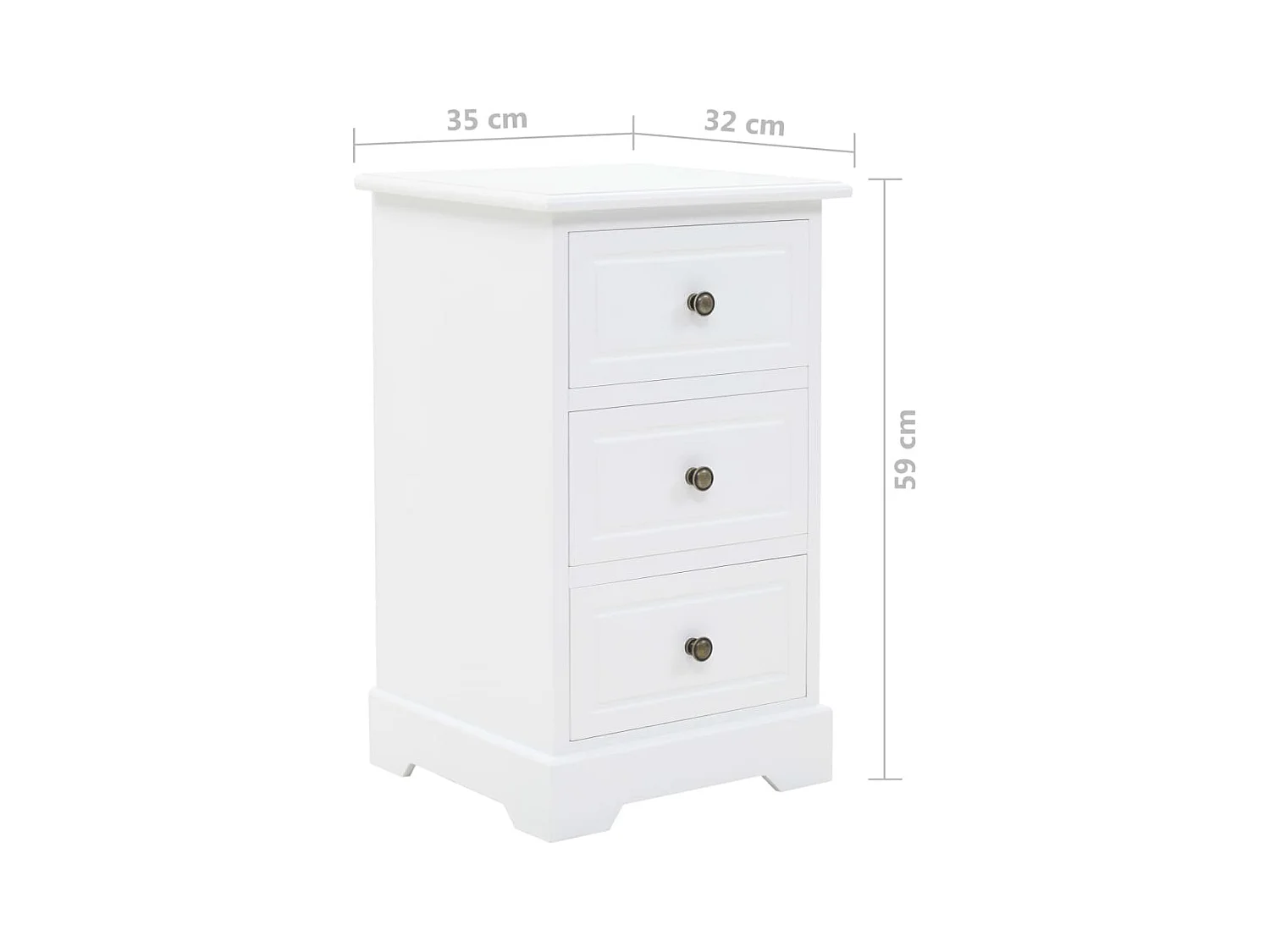 Table de chevet MDF et bois de pin 35x32x59 cm