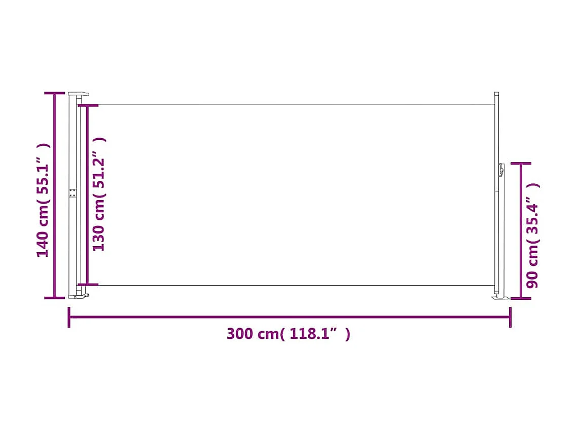 Auvent latéral rétractable 140 x 300 cm Rouge