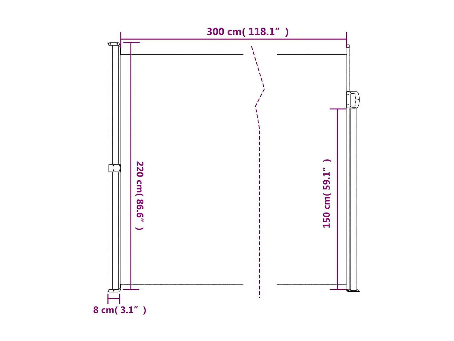 Tenda da sole laterale retrattile marrone 220x300 cm