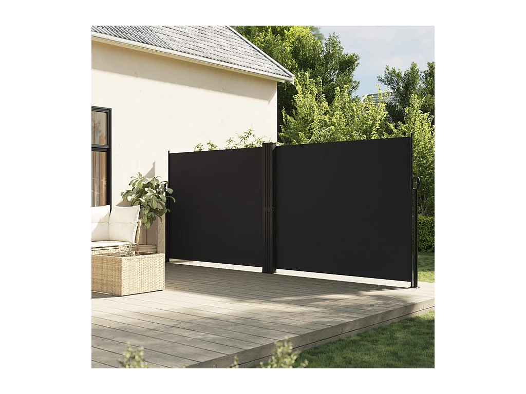 Auvent latéral rétractable noir 180x1200 cm