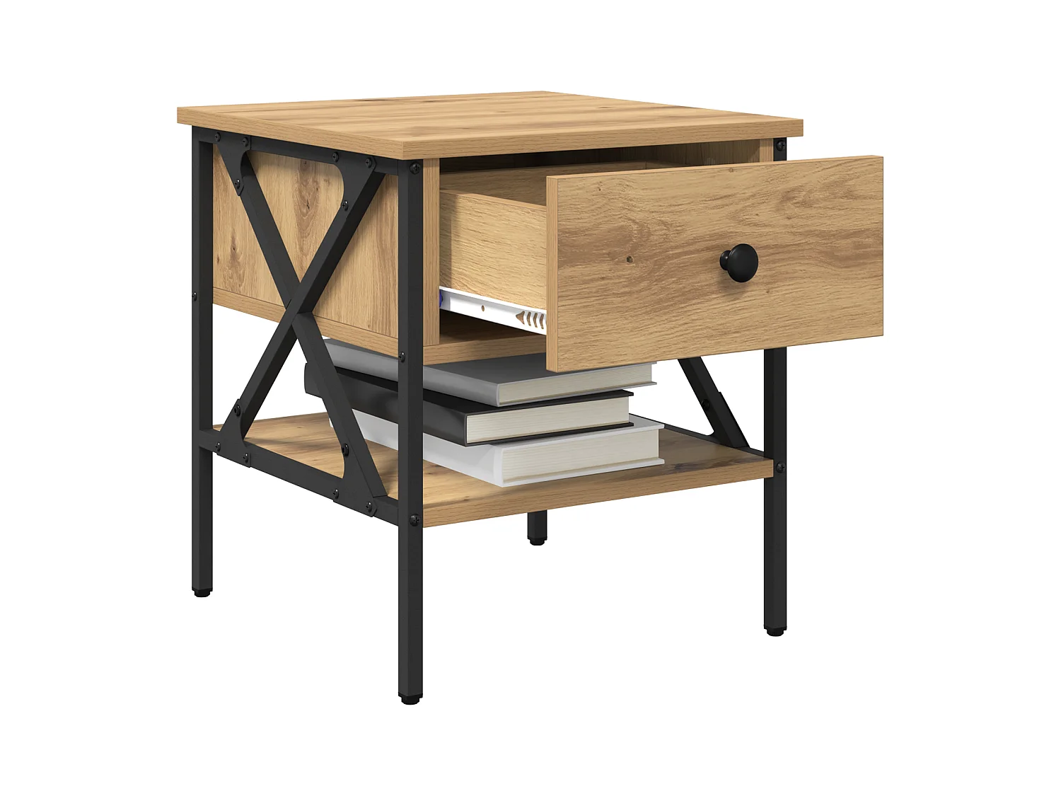 Table de chevet en chêne 40x42x45 cm en bois d'ingénierie