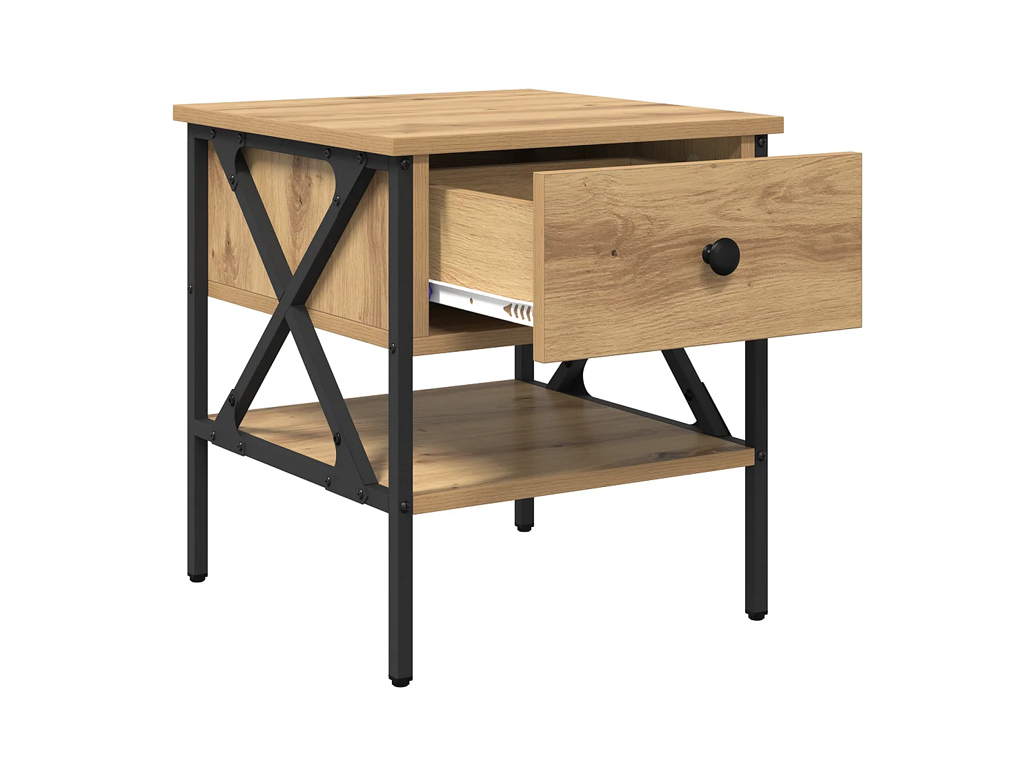 Table de chevet en chêne 40x42x45 cm en bois d'ingénierie