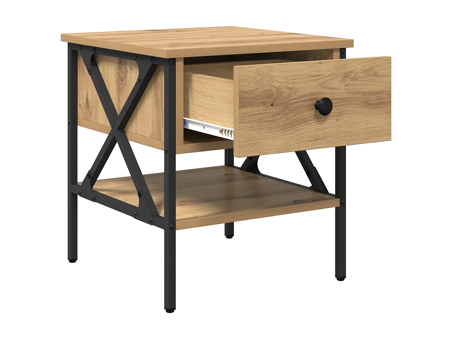 Table de chevet en chêne 40x42x45 cm en bois d'ingénierie