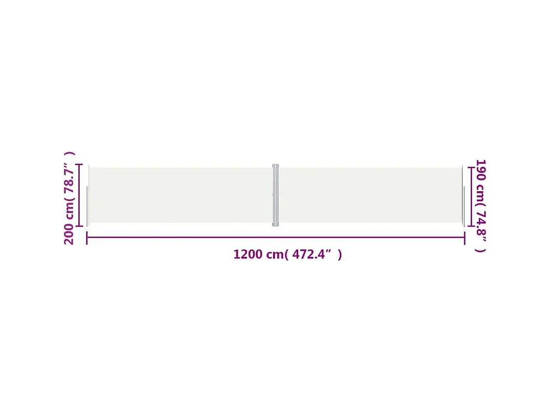 Auvent latéral rétractable Crème 200x1200 cm