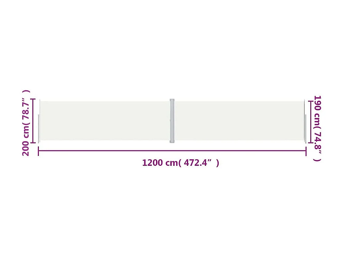 Uitschuifbaar zijluifel Crème 200x1200 cm