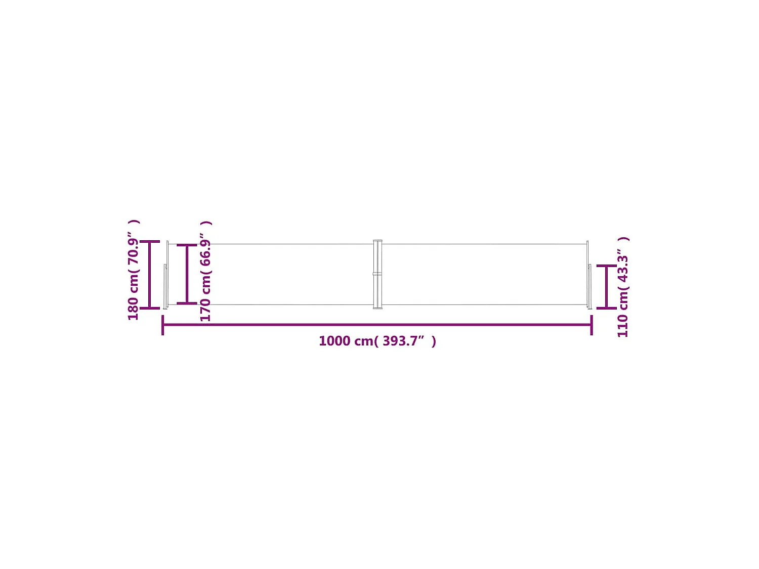 Tenda da sole laterale retrattile Crema 180x1000 cm