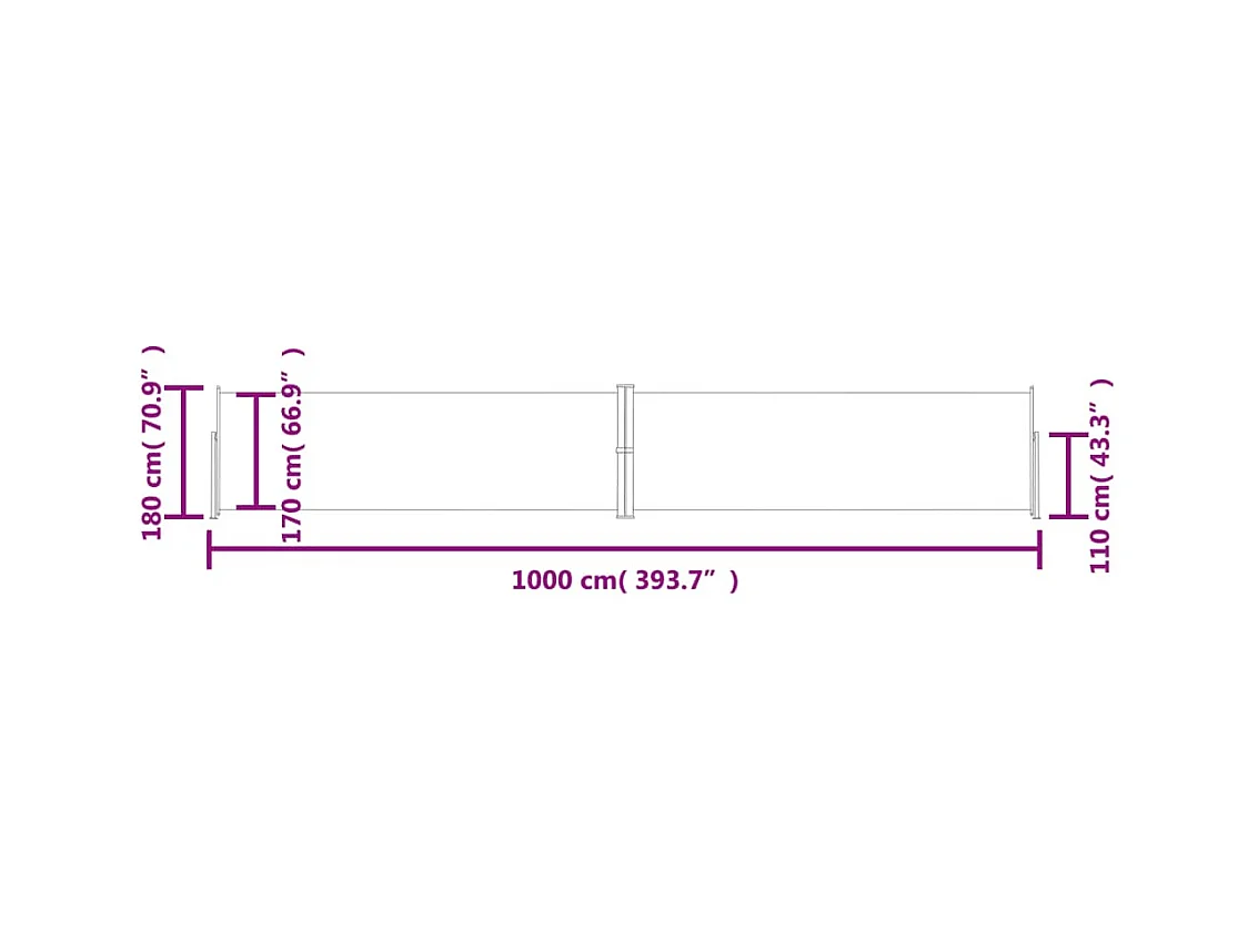 Tenda da sole laterale retrattile Crema 180x1000 cm