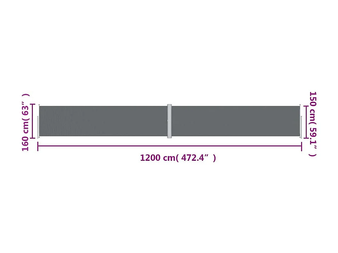 Auvent latéral rétractable Anthracite 160x1200 cm