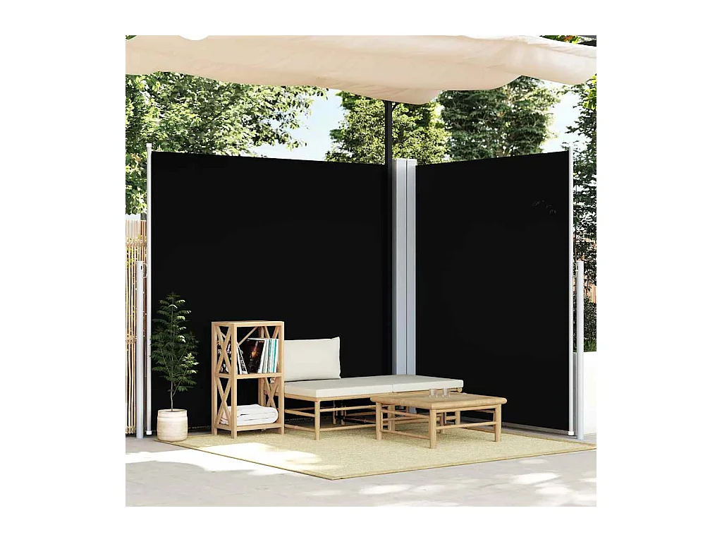Auvent latéral rétractable Noir 200x600 cm