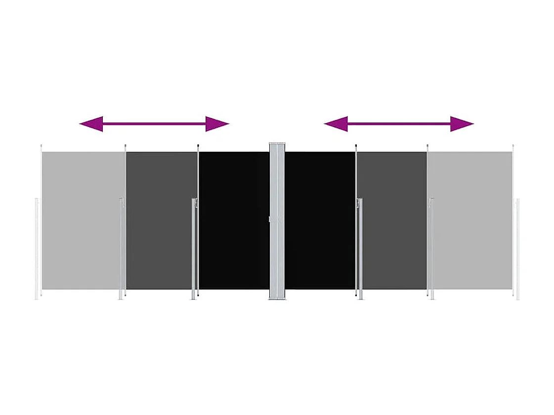 Auvent latéral rétractable Noir 200x600 cm