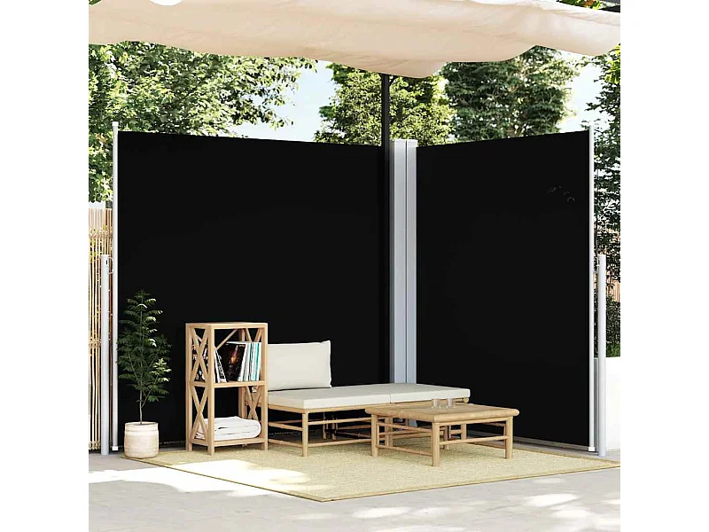 Auvent latéral rétractable Noir 200x600 cm