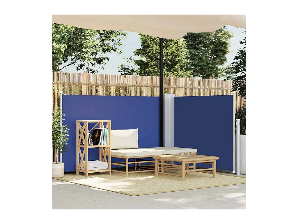 Auvent latéral rétractable Bleu 100 x 600 cm