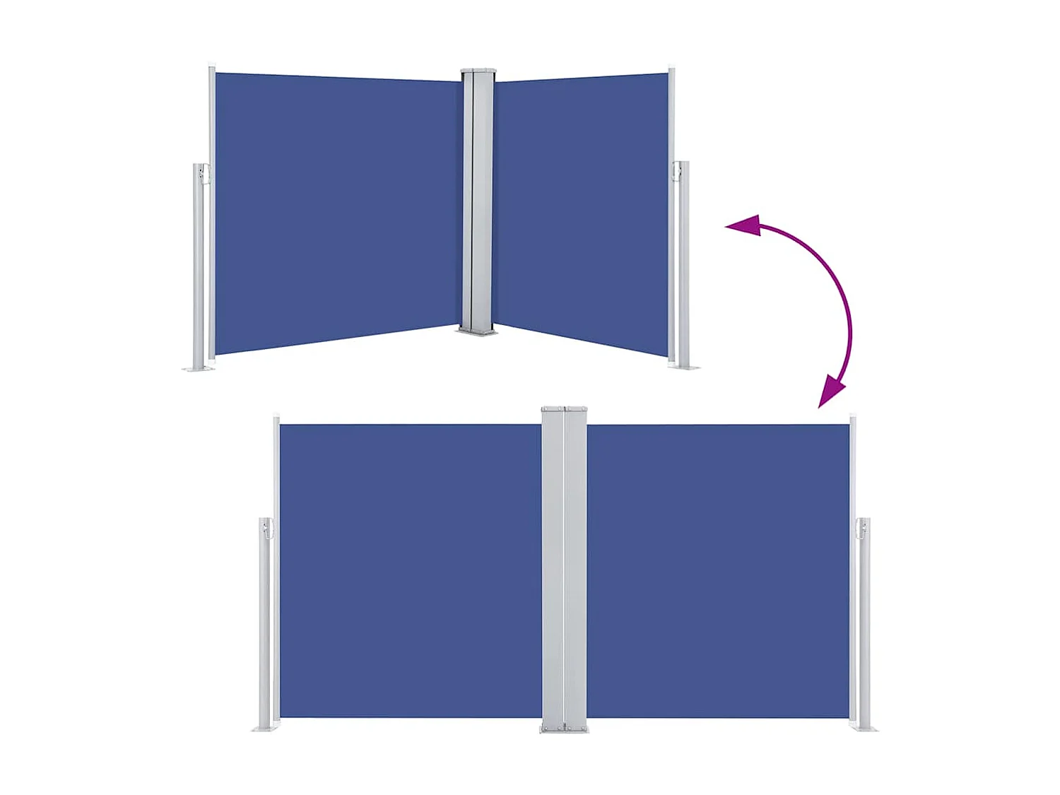 Uitschuifbare zijluifel blauw 100 x 600 cm