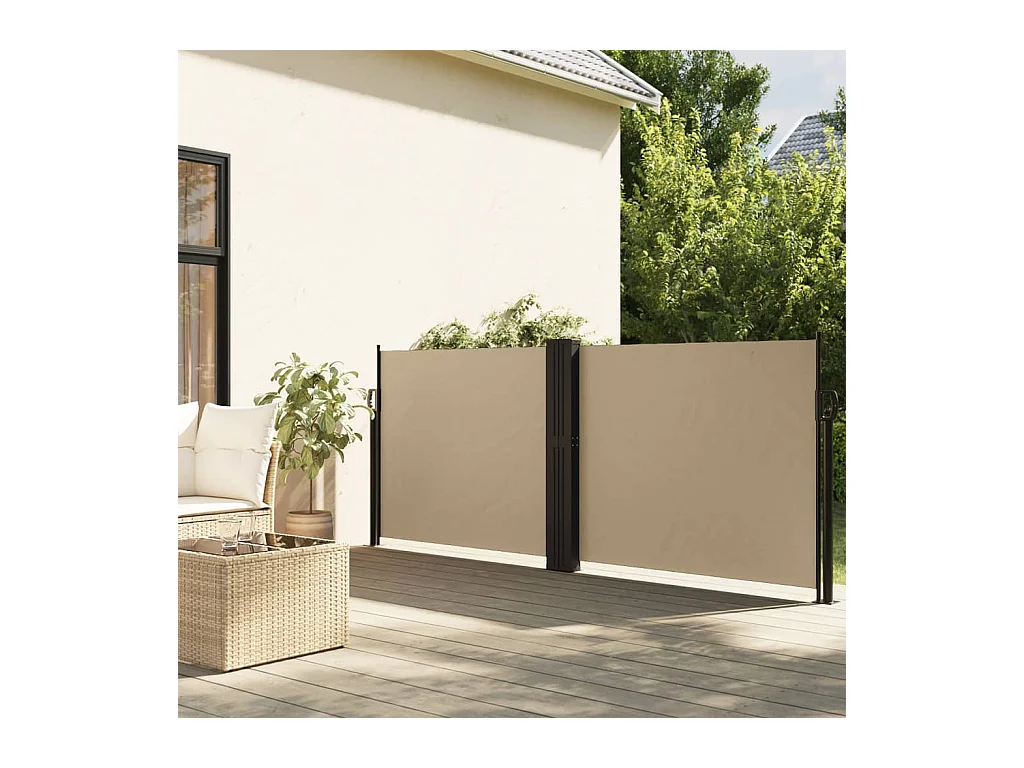 Auvent latéral rétractable beige 140x1200 cm