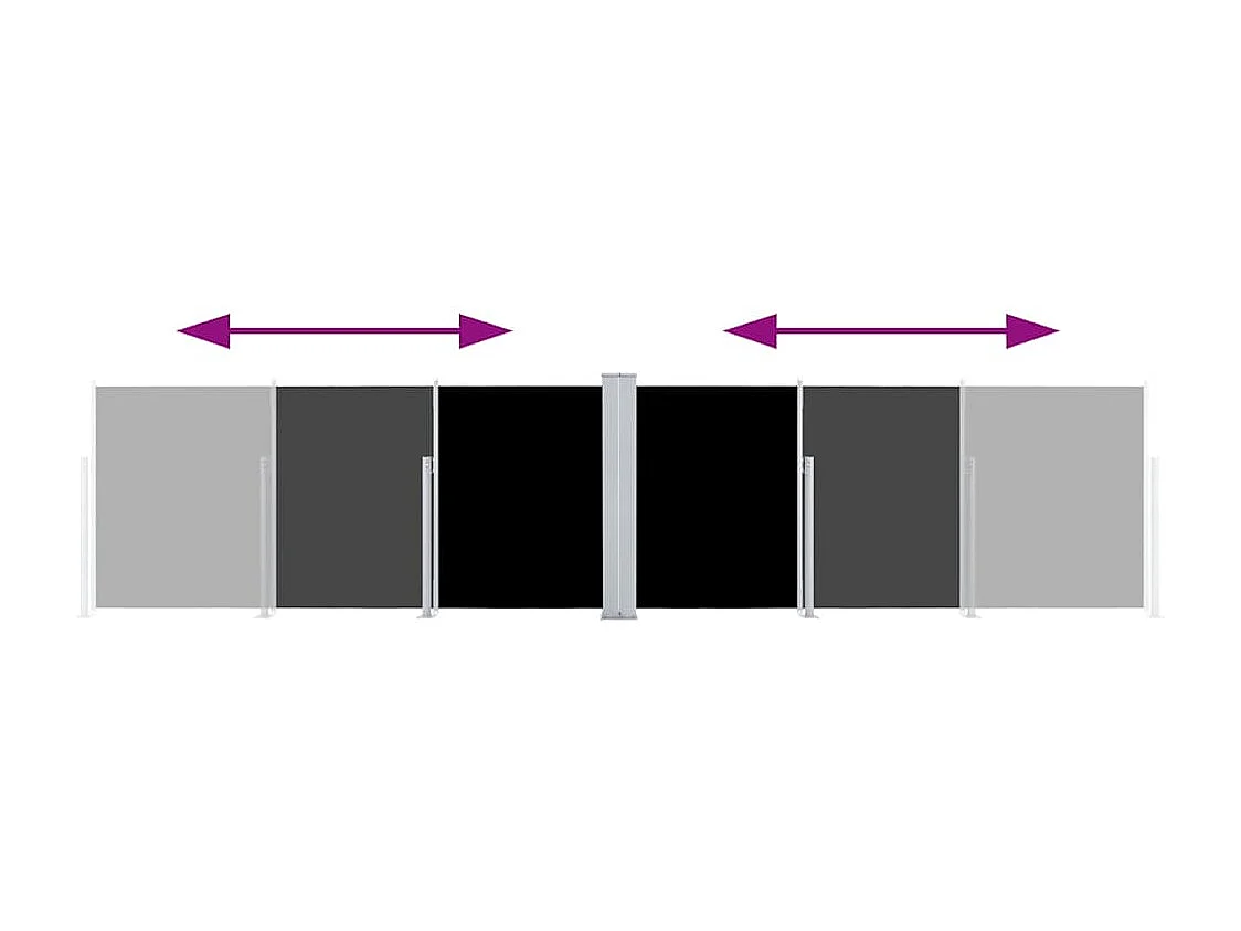 Auvent latéral rétractable Noir 100 x 600 cm