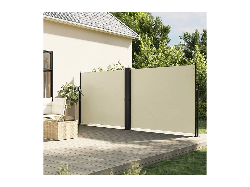 Uitschuifbaar zijzonwering crème 180x600 cm