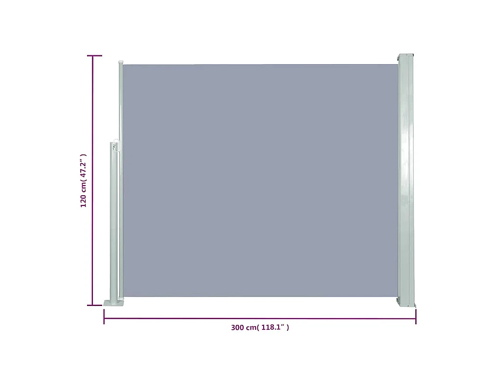 Tenda da sole laterale retrattile 120 x 300 cm Grigio