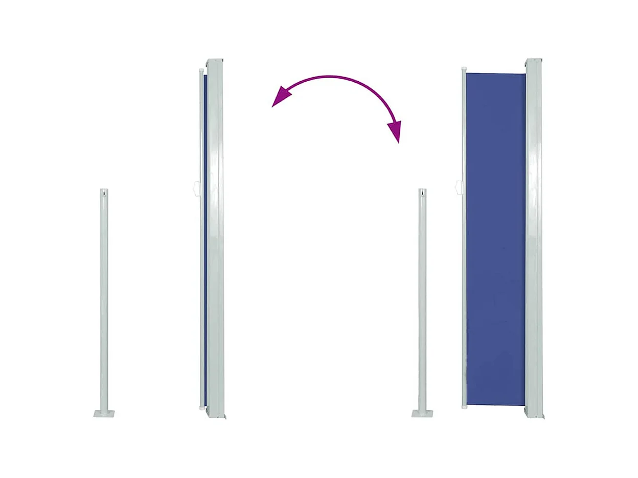 Auvent latéral rétractable 140 x 300 cm Bleu
