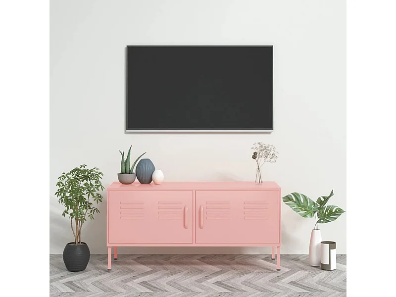 Roze tv-meubel 105x35x50 cm Staal