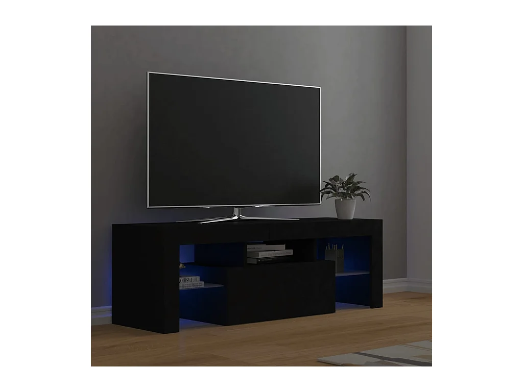 Mueble de TV con luces LED negro 120x35x40 cm