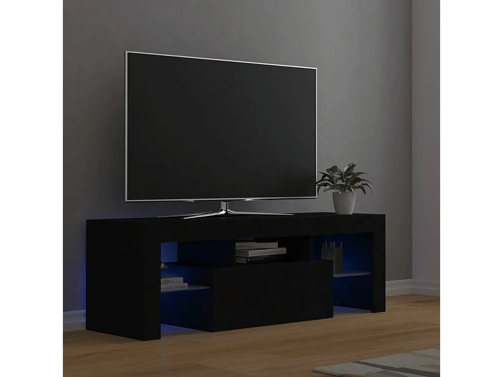 Mueble de TV con luces LED negro 120x35x40 cm