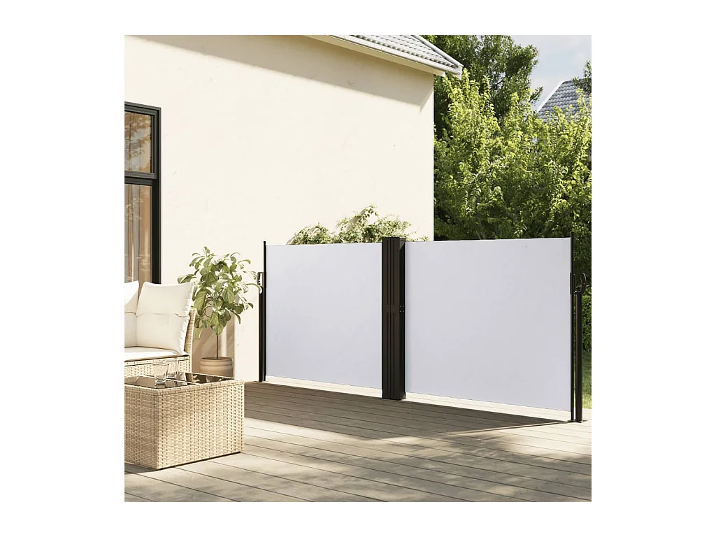 Witte uitschuifbare zijluifel 140x1000 cm