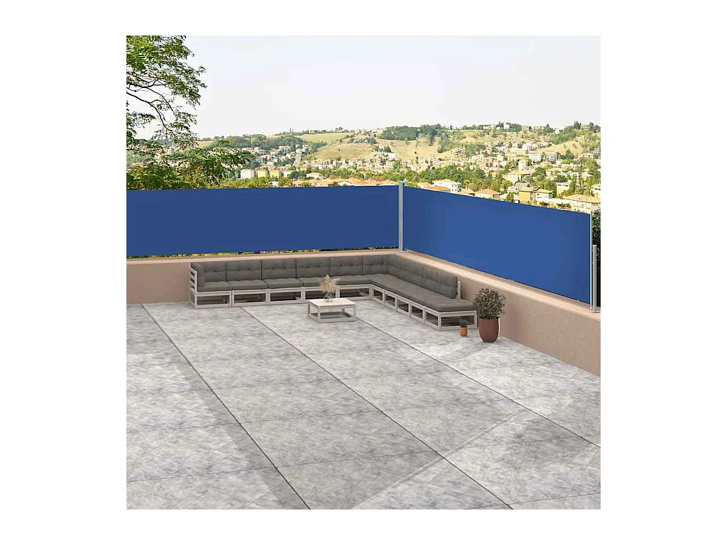 Auvent latéral rétractable Bleu 117x1200 cm