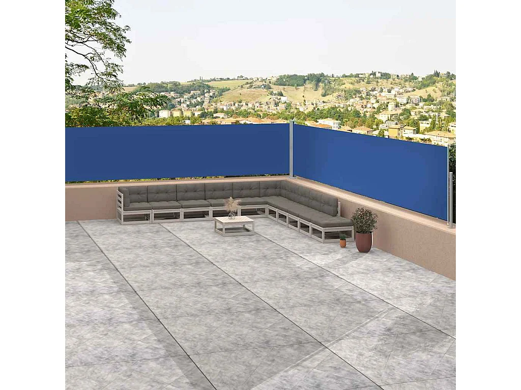Toldo lateral retráctil Azul 117x1200 cm