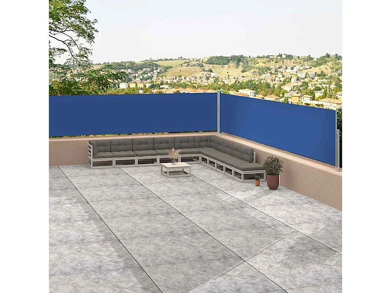 Toldo lateral retráctil Azul 117x1200 cm