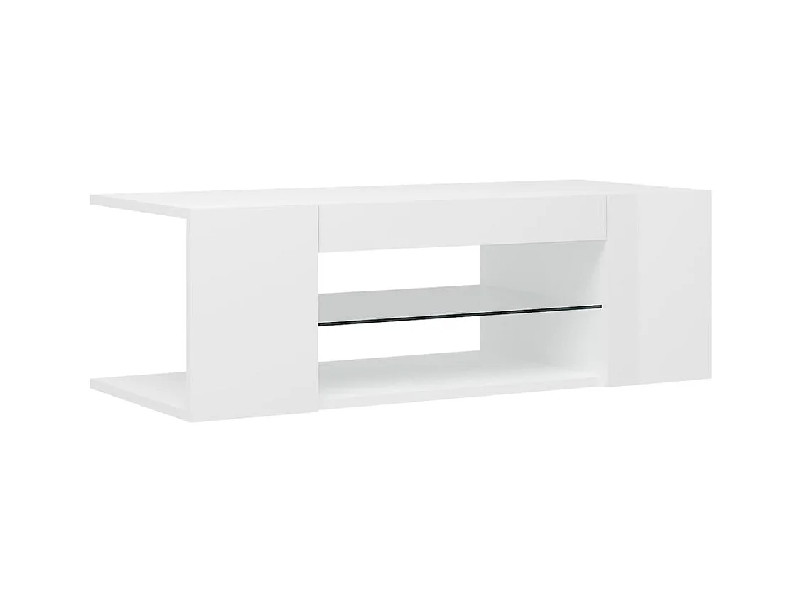 Meuble TV avec lumières LED blanc brillant 90x39x30 cm