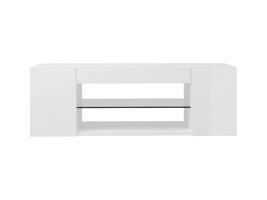 Meuble TV avec lumières LED blanc brillant 90x39x30 cm