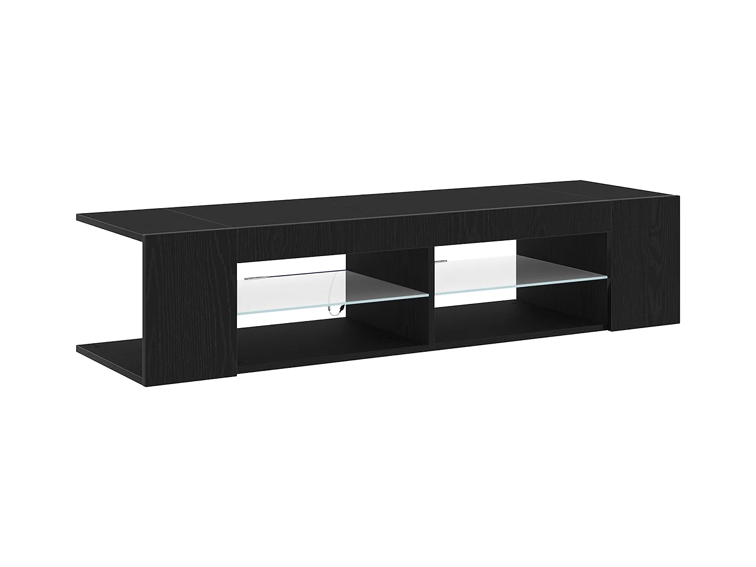 Meuble TV avec LEDs Chêne Noir 135x39x30cm en bois d'ingénierie