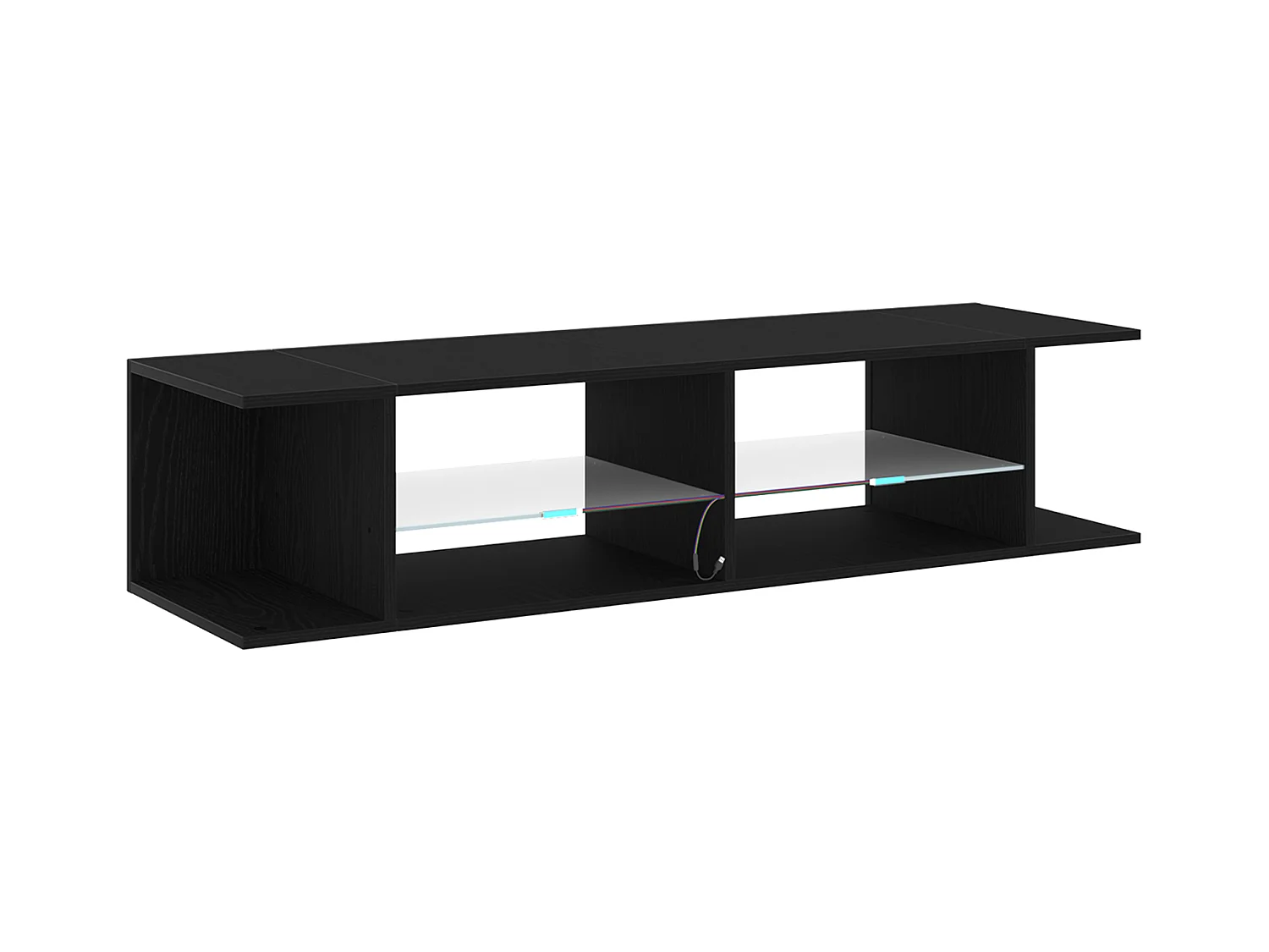 Meuble TV avec LEDs Chêne Noir 135x39x30cm en bois d'ingénierie