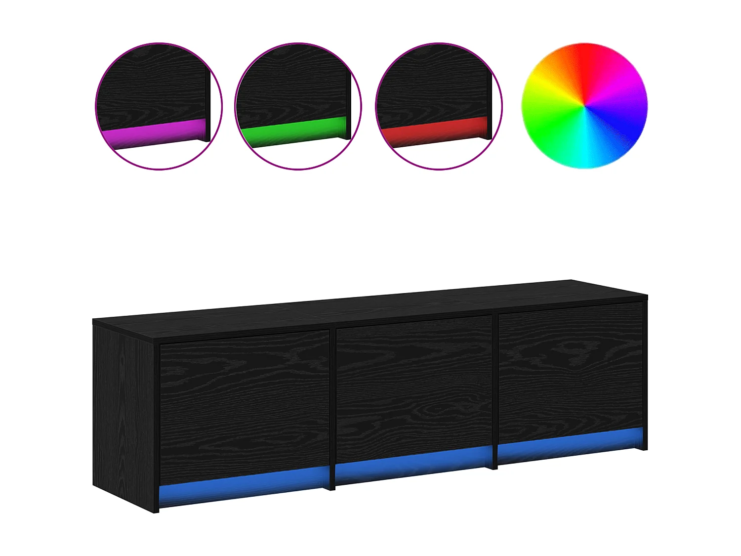 Mobile TV con LED Rovere Nero 140x34x40 cm Legno composito