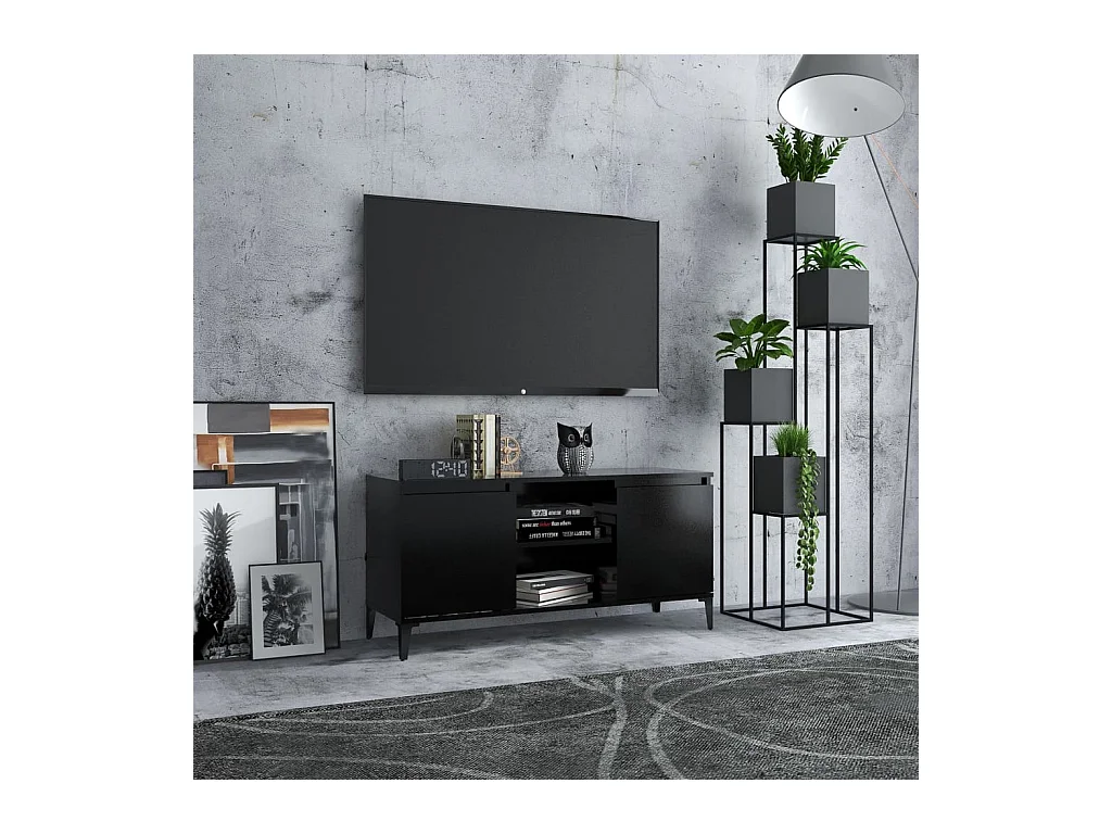 Meuble TV avec pieds en métal Noir 103,5x35x50 cm