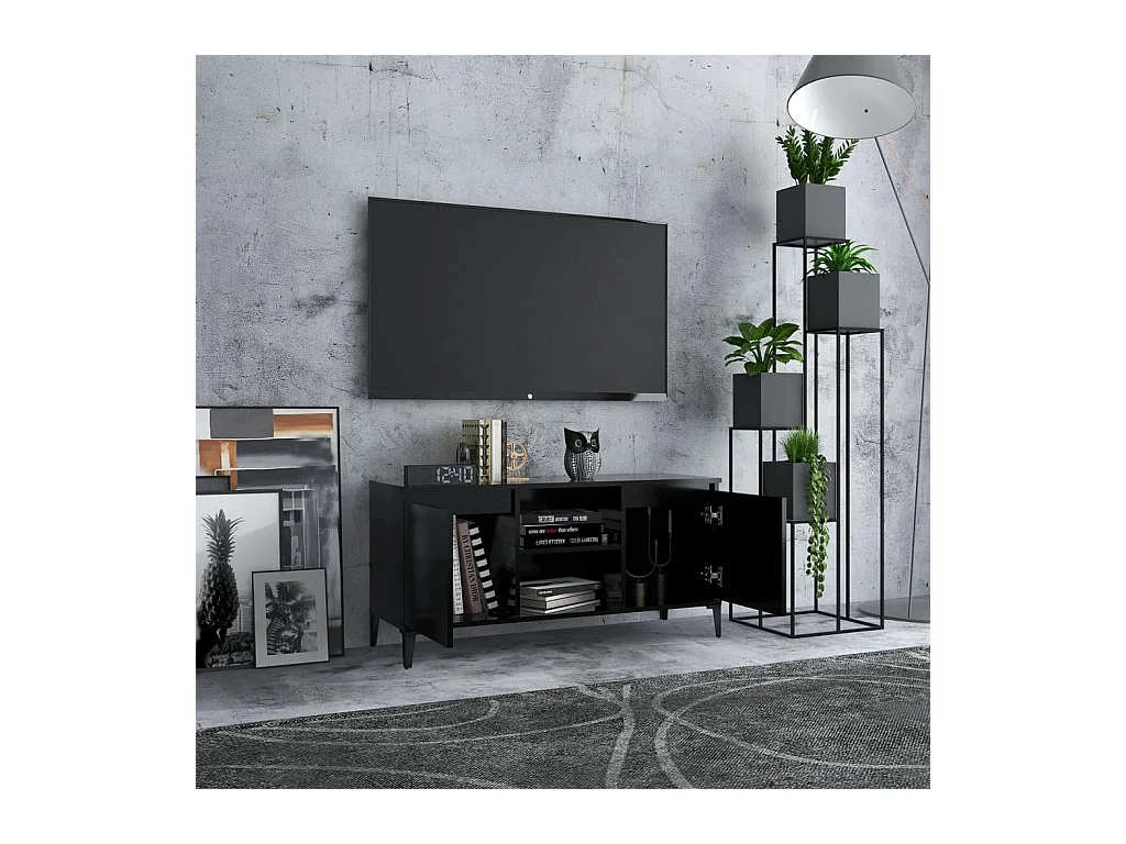 Meuble TV avec pieds en métal Noir 103,5x35x50 cm