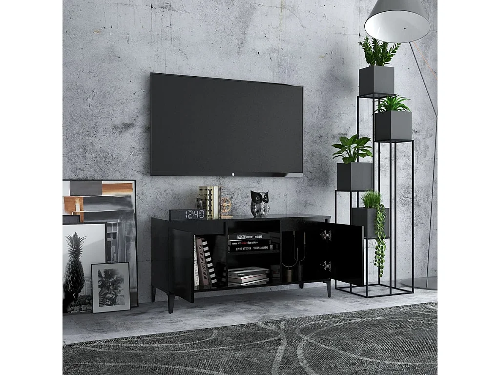 Mueble de TV con patas de metal Negro 103,5x35x50 cm