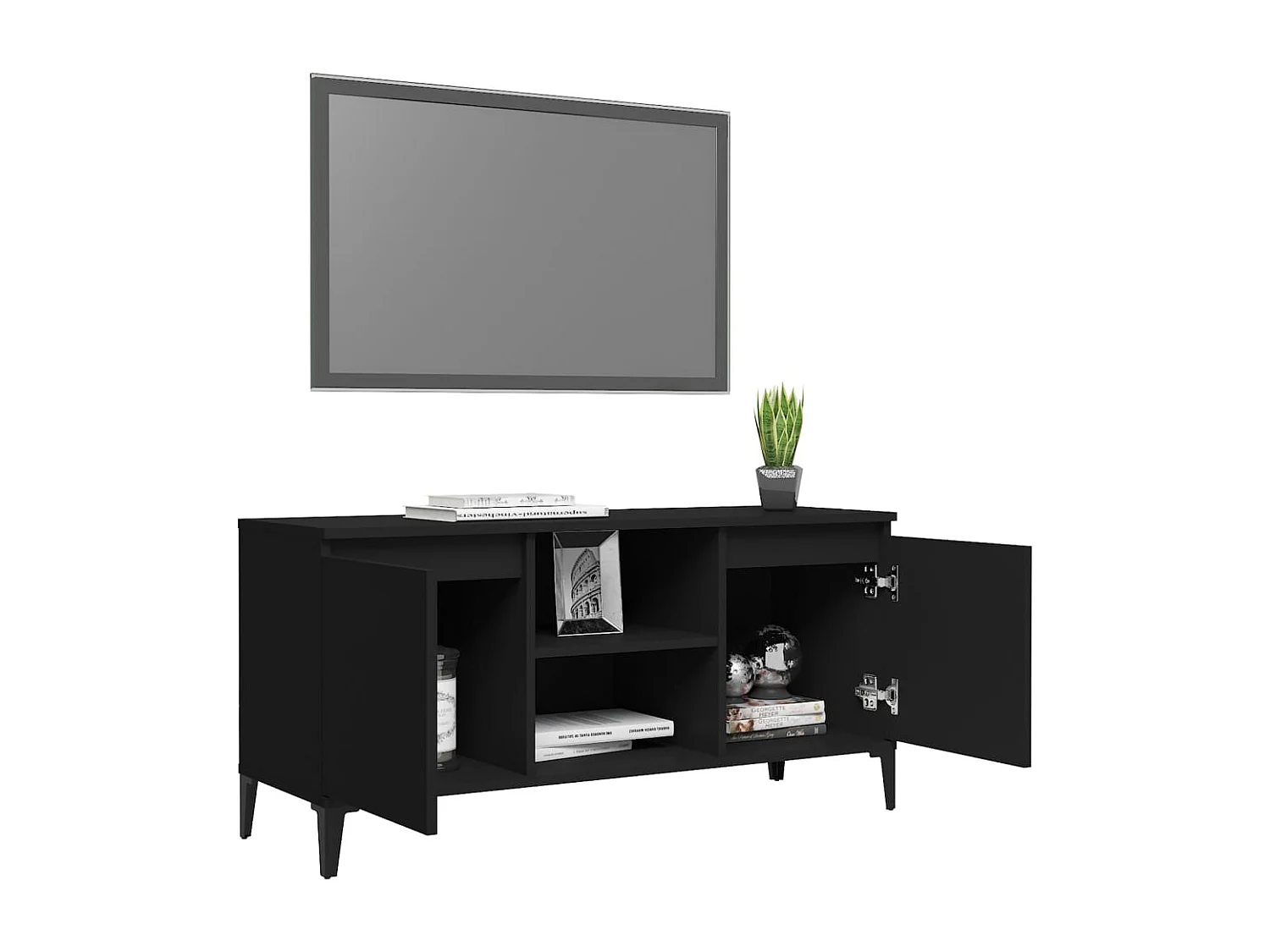 Mueble de TV con patas de metal Negro 103,5x35x50 cm