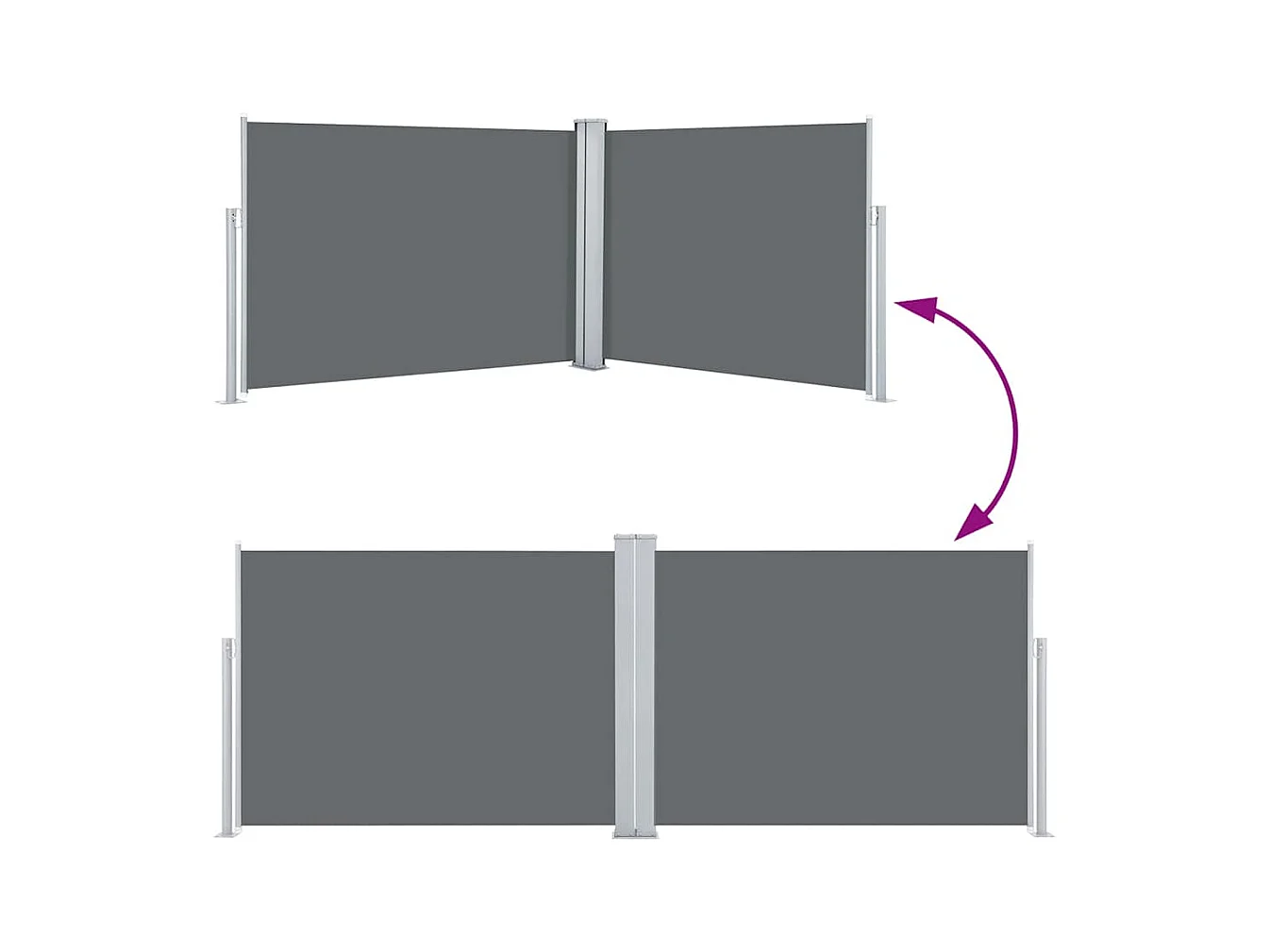 Uitschuifbaar zijluifel Antraciet 120 x 1000 cm